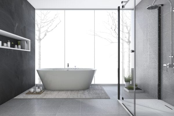 3d rendering moderne design badkamer in de winter