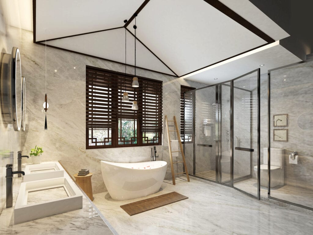 3D-render van luxe badkamer